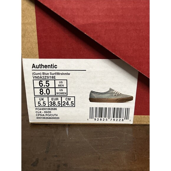 VANS Authentic 'Blue Surf Gum' Casual Sneakers Women's 8.0 / Men's 6.5 - Picture 7 of 7